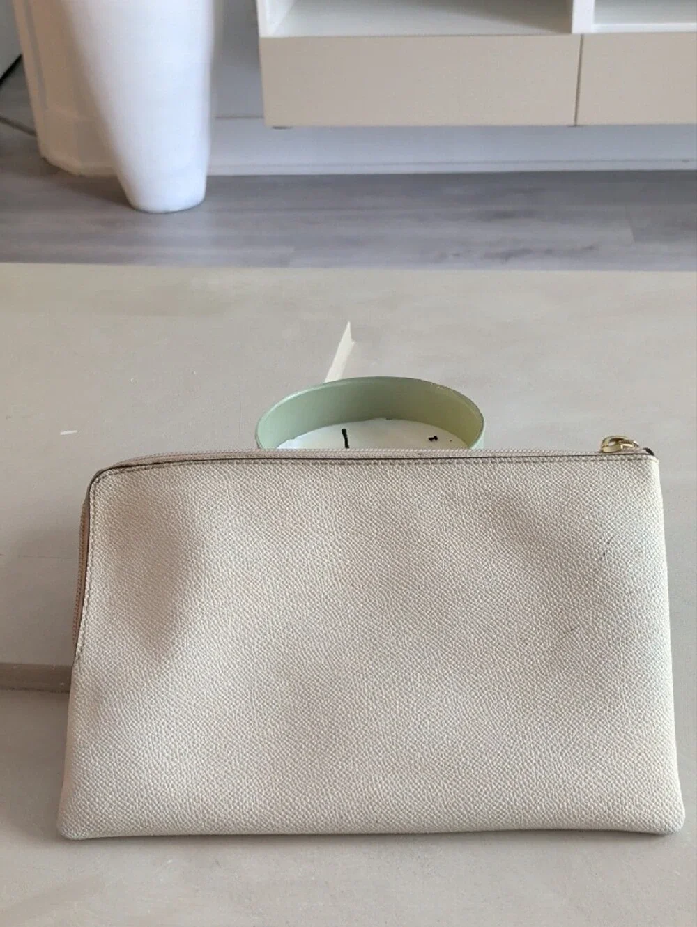 Coach Cream and Black Logo Zip Pouch - Picture 2 of 6